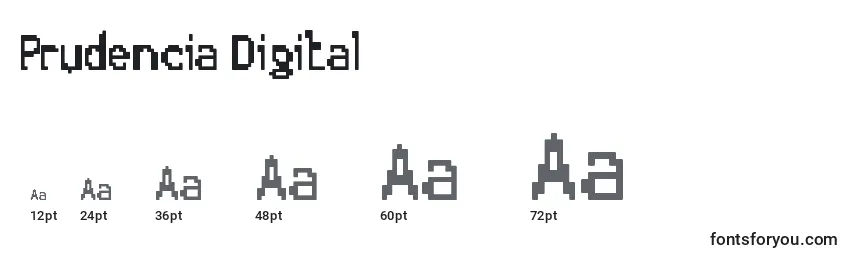 Размеры шрифта Prudencia Digital