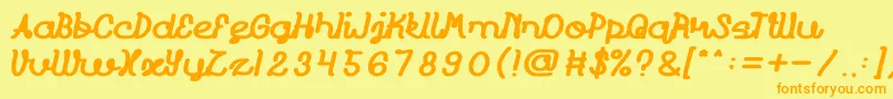 Prudent Bold-Schriftart – Orangefarbene Schriften auf gelbem Hintergrund