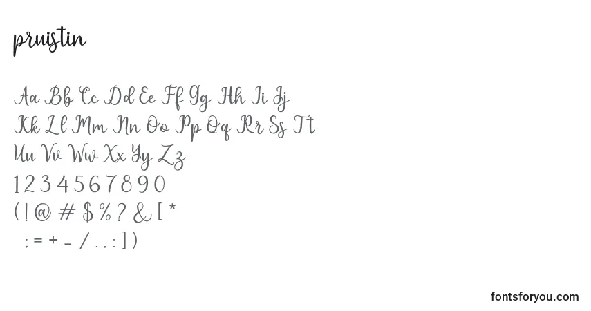 Шрифт Pruistin – алфавит, цифры, специальные символы
