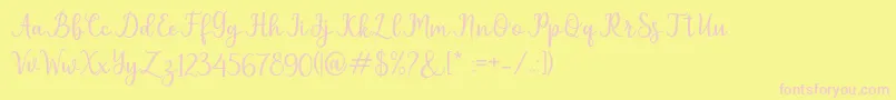 pruistin-Schriftart – Rosa Schriften auf gelbem Hintergrund