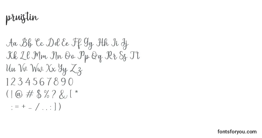 Fuente Pruistin (137397) - alfabeto, números, caracteres especiales