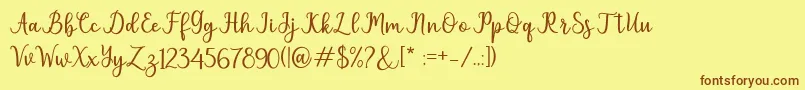 pruistin Font – Brown Fonts on Yellow Background