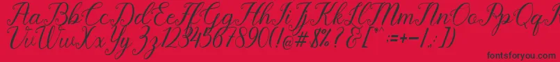 Pruistine Script Font – Black Fonts on Red Background