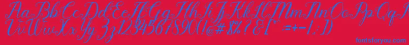 Pruistine Script Font – Blue Fonts on Red Background