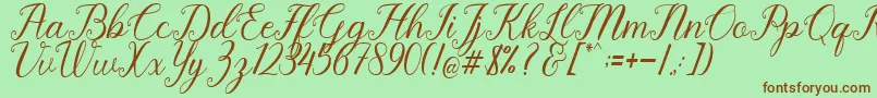 Pruistine Script Font – Brown Fonts on Green Background