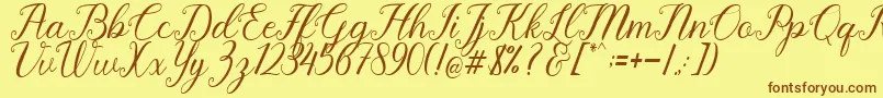 Pruistine Script Font – Brown Fonts on Yellow Background