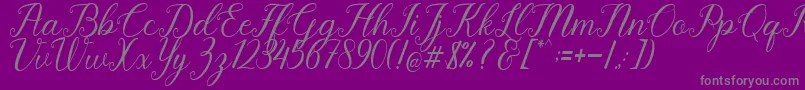 Pruistine Script Font – Gray Fonts on Purple Background