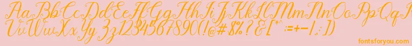 Pruistine Script Font – Orange Fonts on Pink Background