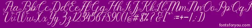 Pruistine Script Font – Pink Fonts on Purple Background