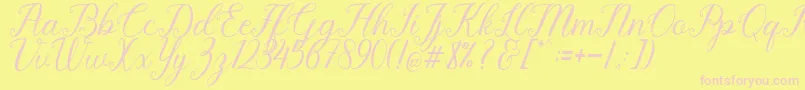 Pruistine Script-Schriftart – Rosa Schriften auf gelbem Hintergrund