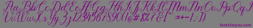 Шрифт Pruistine Script – фиолетовые шрифты на сером фоне