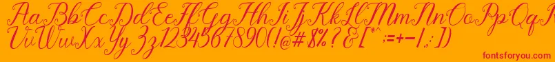 Fonte Pruistine Script – fontes vermelhas em um fundo laranja