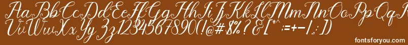 Pruistine Script Font – White Fonts on Brown Background
