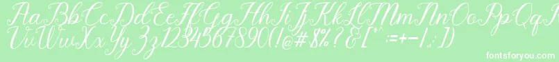 Pruistine Script Font – White Fonts on Green Background