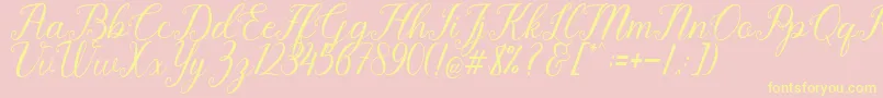 Pruistine Script Font – Yellow Fonts on Pink Background