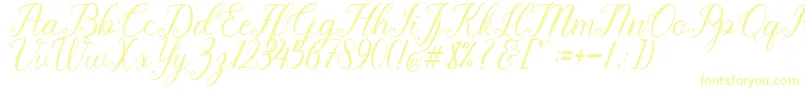 Pruistine Script Font – Yellow Fonts on White Background