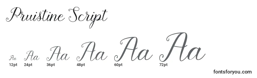 Pruistine Script Font Sizes