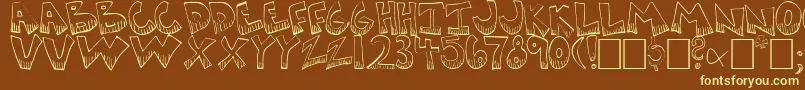 Krazykool-Schriftart – Gelbe Schriften auf braunem Hintergrund