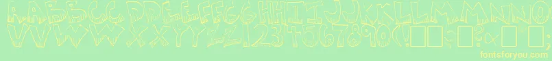 Шрифт Krazykool – жёлтые шрифты на зелёном фоне