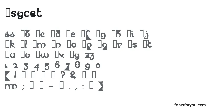 Czcionka Psycet   (137402) – alfabet, cyfry, specjalne znaki