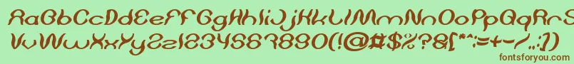 Fonte Psychedelic Bold Italic – fontes marrons em um fundo verde