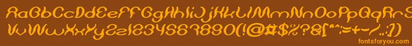 フォントPsychedelic Bold Italic – オレンジ色の文字が茶色の背景にあります。