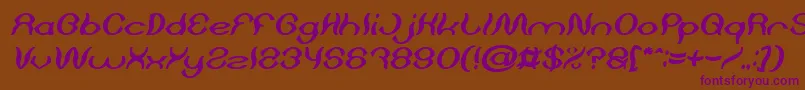 Psychedelic Bold Italic-Schriftart – Violette Schriften auf braunem Hintergrund