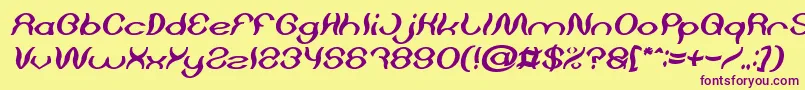 Psychedelic Bold Italic-fontti – violetit fontit keltaisella taustalla