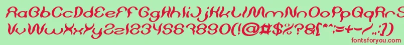 Czcionka Psychedelic Bold Italic – czerwone czcionki na zielonym tle