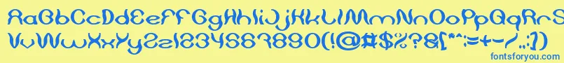 Psychedelic Bold-Schriftart – Blaue Schriften auf gelbem Hintergrund
