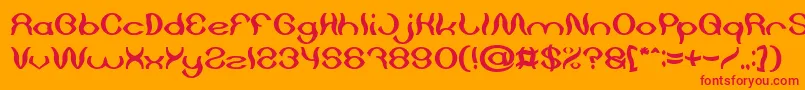 Czcionka Psychedelic Bold – czerwone czcionki na pomarańczowym tle