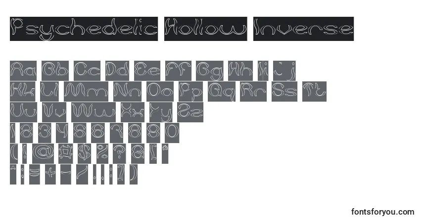 Psychedelic Hollow Inverse Font – alphabet, numbers, special characters