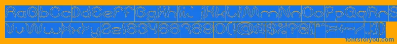 Psychedelic Hollow Inverse Font – Blue Fonts on Orange Background