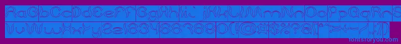 Psychedelic Hollow Inverse Font – Blue Fonts on Purple Background