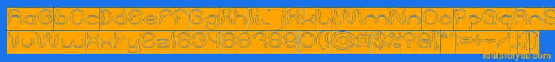 Psychedelic Hollow Inverse Font – Orange Fonts on Blue Background