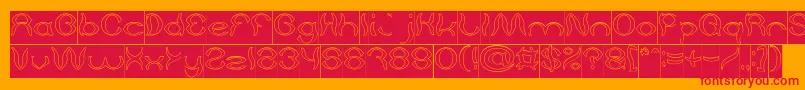 Psychedelic Hollow Inverse Font – Red Fonts on Orange Background