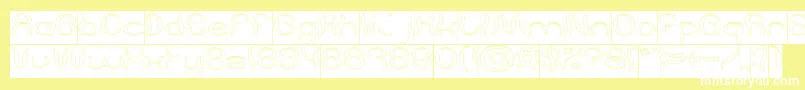 Psychedelic Hollow Inverse-Schriftart – Weiße Schriften auf gelbem Hintergrund