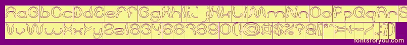 Psychedelic Hollow Inverse-Schriftart – Gelbe Schriften auf violettem Hintergrund