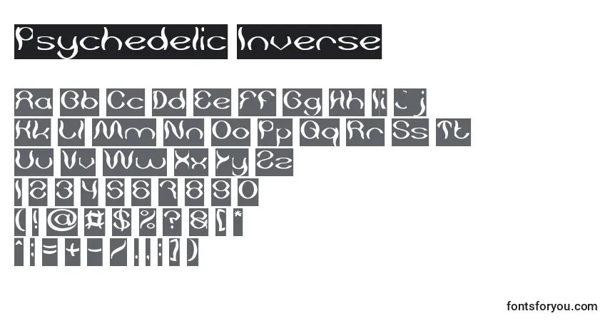 A fonte Psychedelic Inverse – alfabeto, números, caracteres especiais