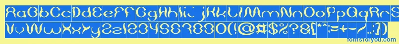 Psychedelic Inverse Font – Blue Fonts on Yellow Background