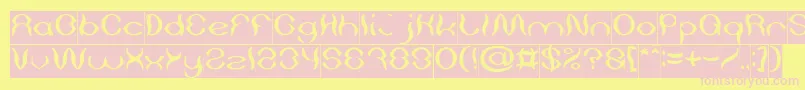 Psychedelic Inverse-Schriftart – Rosa Schriften auf gelbem Hintergrund