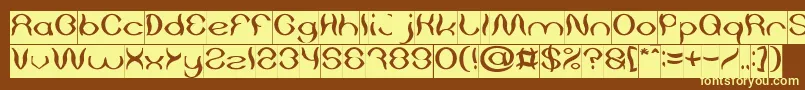 Psychedelic Inverse-fontti – keltaiset fontit ruskealla taustalla
