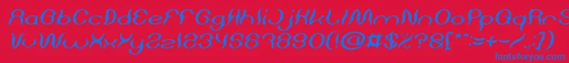 Czcionka Psychedelic Italic – niebieskie czcionki na czerwonym tle