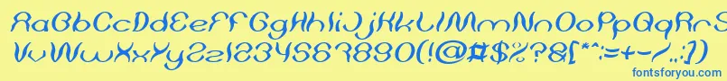 Шрифт Psychedelic Italic – синие шрифты на жёлтом фоне