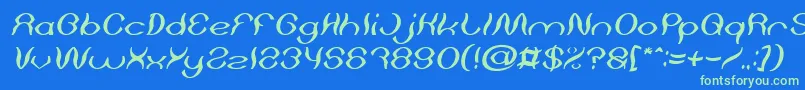 Czcionka Psychedelic Italic – zielone czcionki na niebieskim tle