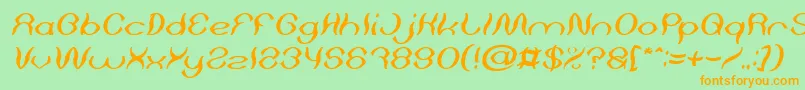 Psychedelic Italic-fontti – oranssit fontit vihreällä taustalla