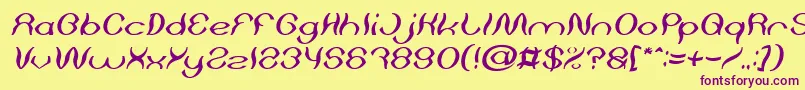 Czcionka Psychedelic Italic – fioletowe czcionki na żółtym tle