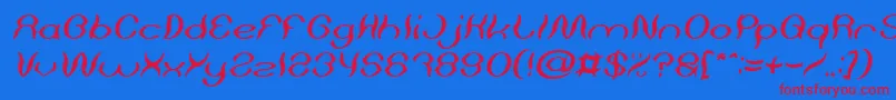 Fonte Psychedelic Italic – fontes vermelhas em um fundo azul