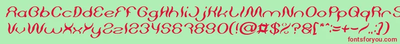 Fonte Psychedelic Italic – fontes vermelhas em um fundo verde