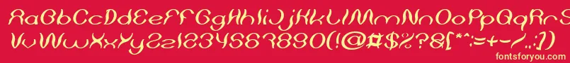 Fonte Psychedelic Italic – fontes amarelas em um fundo vermelho